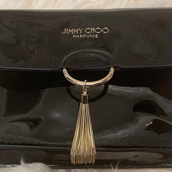 Jimmy Choo Parfums Black Crossbody Clutch | Patent, Chain Gold Tassel Limited - Picture 8 of 8